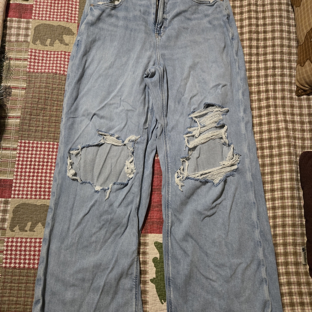 American Eagle Distressed Light Blue Women's Jeans High Waist